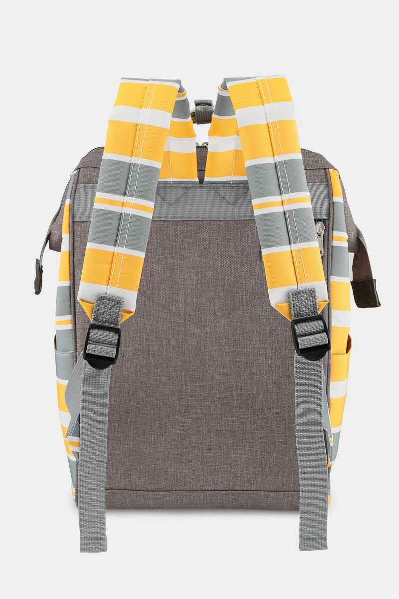 Himawari Striped Waterproof Nylon Backpack Bag with Side Pockets - Damned Threads